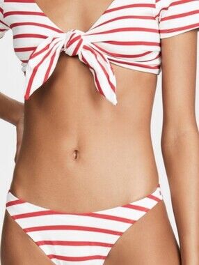 Solid & Striped Red White Striped Tie Front Bikini Top And Bottom Size S